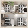 UBSSO 3 Pack 32 Gal Stackable Storage Bins with Lids & Wheels, White Collapsible Closet Organizers with Front & Top Access Doors - 3 of 4
