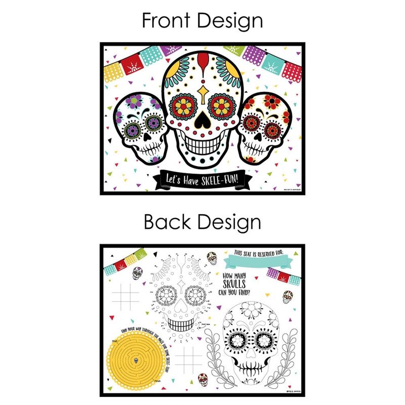 Big Dot of Happiness Day of The Dead - Paper Sugar Skull Party Coloring Sheets - Activity Placemats - Set of 16, 5 of 7