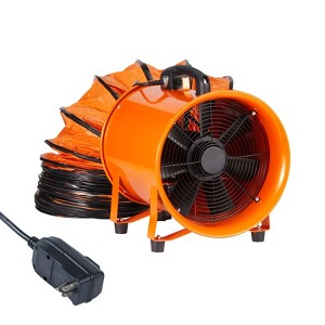 VEVOR Portable Ventilator, 16 inch Heavy Duty Cylinder Fan with 16.4ft Duct Hose, 1350W Strong Shop Exhaust Blower 5175CFM, Orange - 1 of 4