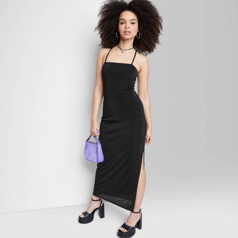 Women'S Lace-Up Back Maxi Bodycon Dress - Wild Fable™ Black M : Target