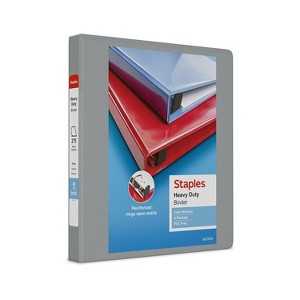 1" Staples Heavy-Duty View Binder with D-Rings Gray 976033 - 1 of 4