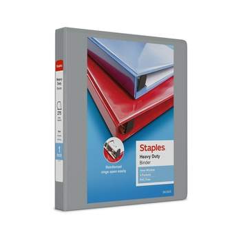 1" Staples Heavy-Duty View Binder with D-Rings Gray 976033