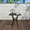 CLIHOME 29" Cast Aluminum Patio Lattice Square Bar Height Table with Umbrella Hole - 2 of 4