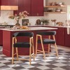 Saracina Home Modern Solid Wood Counter Height Barstool with Curved Back and Boucle Upholstery - 2 of 4