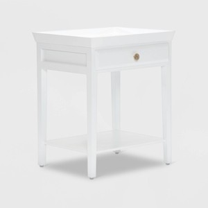 Hampton Side Table with Drawer White - Finch: Contemporary Design, Mango Wood, No Assembly Required - 1 of 4