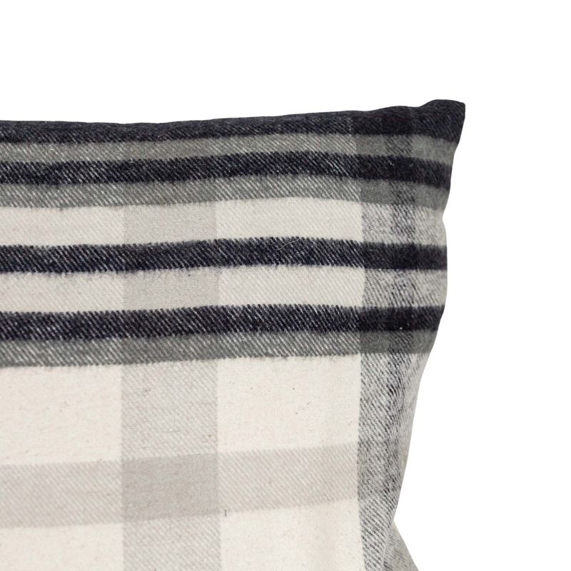 14x14 Inch Hand Woven Plaid Throw Pillow Black Cotton With Polyester Fill by Foreside Home & Garden, 4 of 8