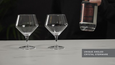 Viski Raye Angled Crystal Bordeaux Wine Glasses Set of 2 - Premium Crystal  Clear Glass, Modern Stemmed, Flat Bottom Red Wine Gift Set - 16oz