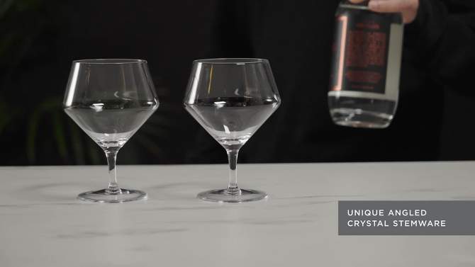 Viski Raye Angled Crystal Wine Glasses Set of 2, 2 of 14, play video