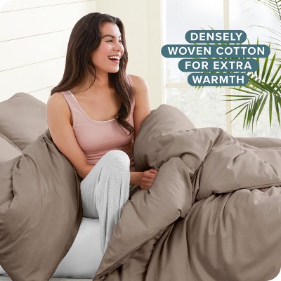 Taupe Full/Queen Cotton Flannel Duvet Cover Set with Shams
