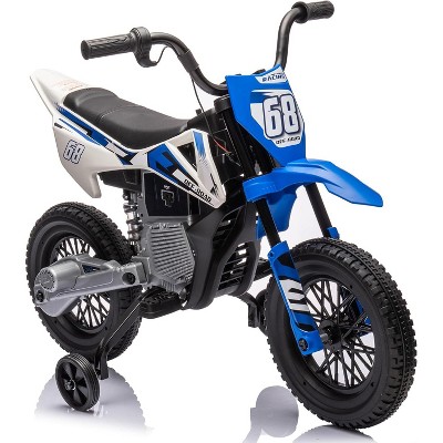 12V Kids Electric Dirt Bike with Training Wheels, Rear-Wheel Drive, Battery Powered Ride-On Motorcycle for Toddlers Ages 3+