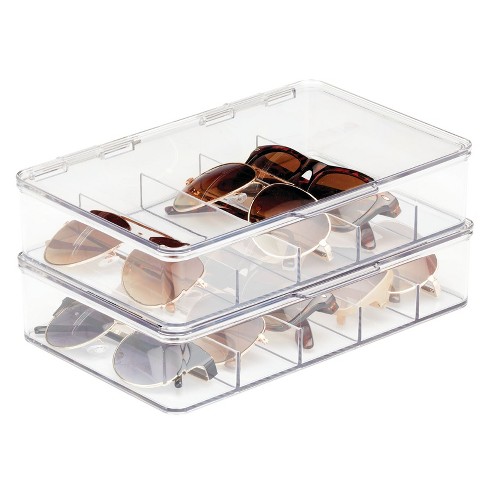 MDesign Plastic Divided Purse Organizer for Closets, 5 Sections, 2 Pack,  Clear