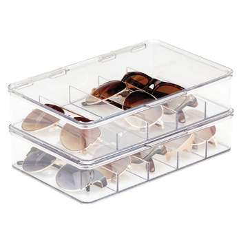mDesign Plastic Stackable Eyeglass Storage Organizer, 5 Sections, 2 Pack - Clear