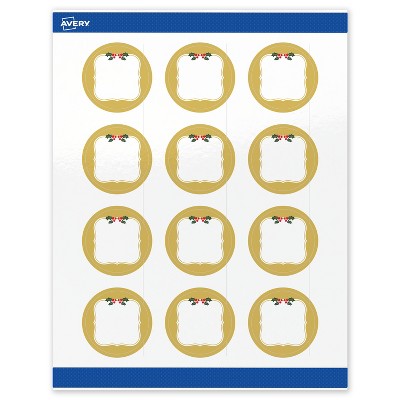 Avery Labels, 2" Diameter, Gold-Metallic Berries, Glossy, 120ct