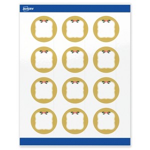 Avery Labels, 2" Diameter, Gold-Metallic Berries, Glossy, 120ct - 1 of 4