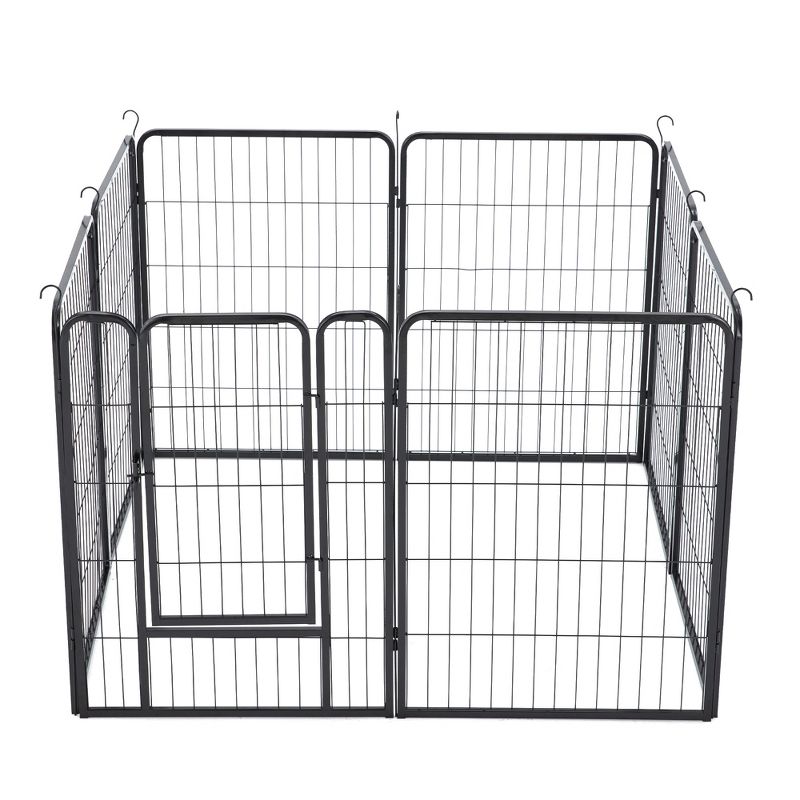 JOMEED Indoor and Outdoor Metal 8-Panel, 32" High Collapsible Dog Pet Playpen Kennel with Integrated Lockable Entry and Exit Door, Black, 4 of 7