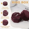Unique Bargains Velvet Octagon Wedding Proposal Engagement 2 Slot Jewelry Storage Ring Box - 3 of 4