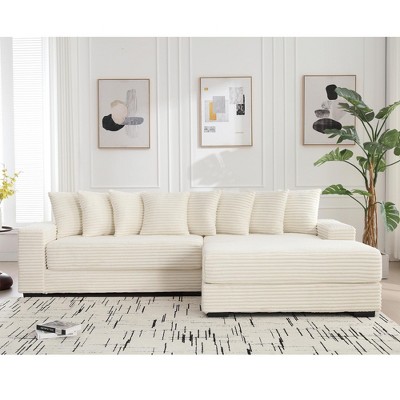 NicBex New Arrival Oversized 2 Piece L Shaped Corduroy Sofa with Left Chaise Daybed,Armrests & Throw Pillows,Easy Assembly