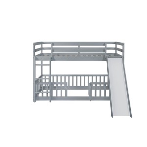 YOOCOZZ Twin over Twin Floor Bunk Bed with Slide and Ladder - 1 of 4