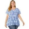 Agnes Orinda Women's Plus Size Cute Short Sleeve V Neck Casual Stripe Blouses - 4 of 4