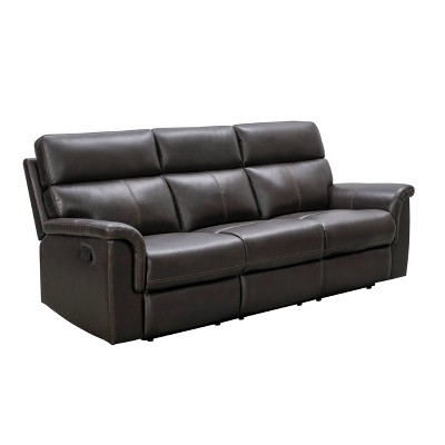 Wells Leather Reclining Sofa Dark Brown - Abbyson Living