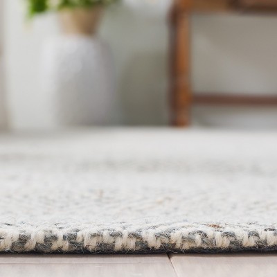Handmade Dark Green and Ivory Geometric Wool Square Rug, 6 x 6 ft