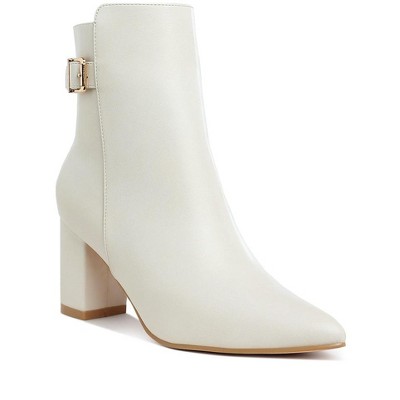Conchos Belt Detail Block Women Heel Boots