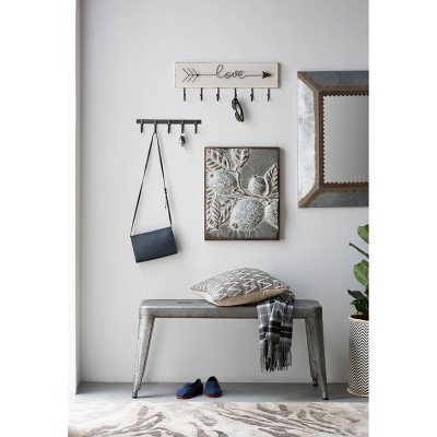 Sleek 40'' Galvanized Metal Bench in Grey and Brown