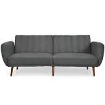 Costway Convertible Futon Sofa Bed Adjustable Couch Sleeper w/ Wood Legs Navy\Grey\Yellow