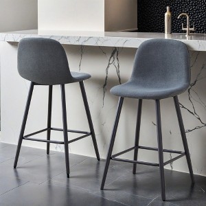 Linen Fabric Bar Chair Set - Two Pieces, Stable Comfort.Thoughtful Design of Rounded Backrest - Leovsnove - 1 of 4