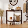 Tangkula 42 Inch Half Moon Console Table w/Shelf & Rubber Wood Legs for Entrance Hallway - 3 of 4