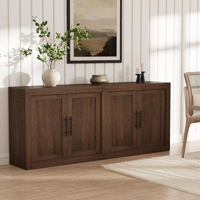 70.8" Wood Sideboard Buffet Cabinet,Framed sideboard with Storage, 4 Doors - Coffee Bar, Media Console Credenza for Living Room, Kitchen, Entryway