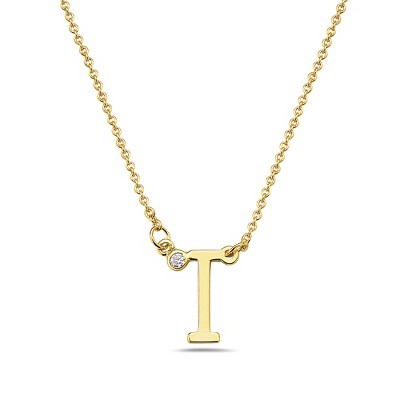 Stylish 14k gold plated initial necklace adorned with sparkling cubic zirconia for a personalized and elegant touch.