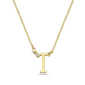 Stylish 14k gold plated initial necklace adorned with sparkling cubic zirconia for a personalized and elegant touch. - 1 of 2