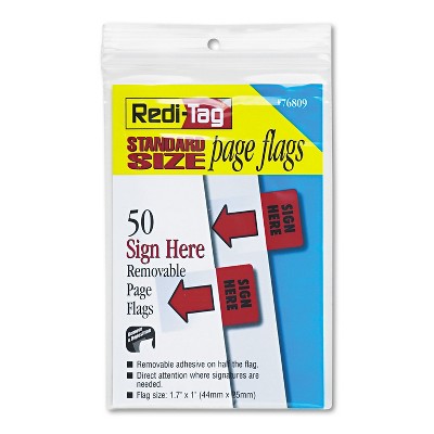 Redi-Tag Removable/Reusable Page Flags "Sign Here" Red 50/Pack 76809