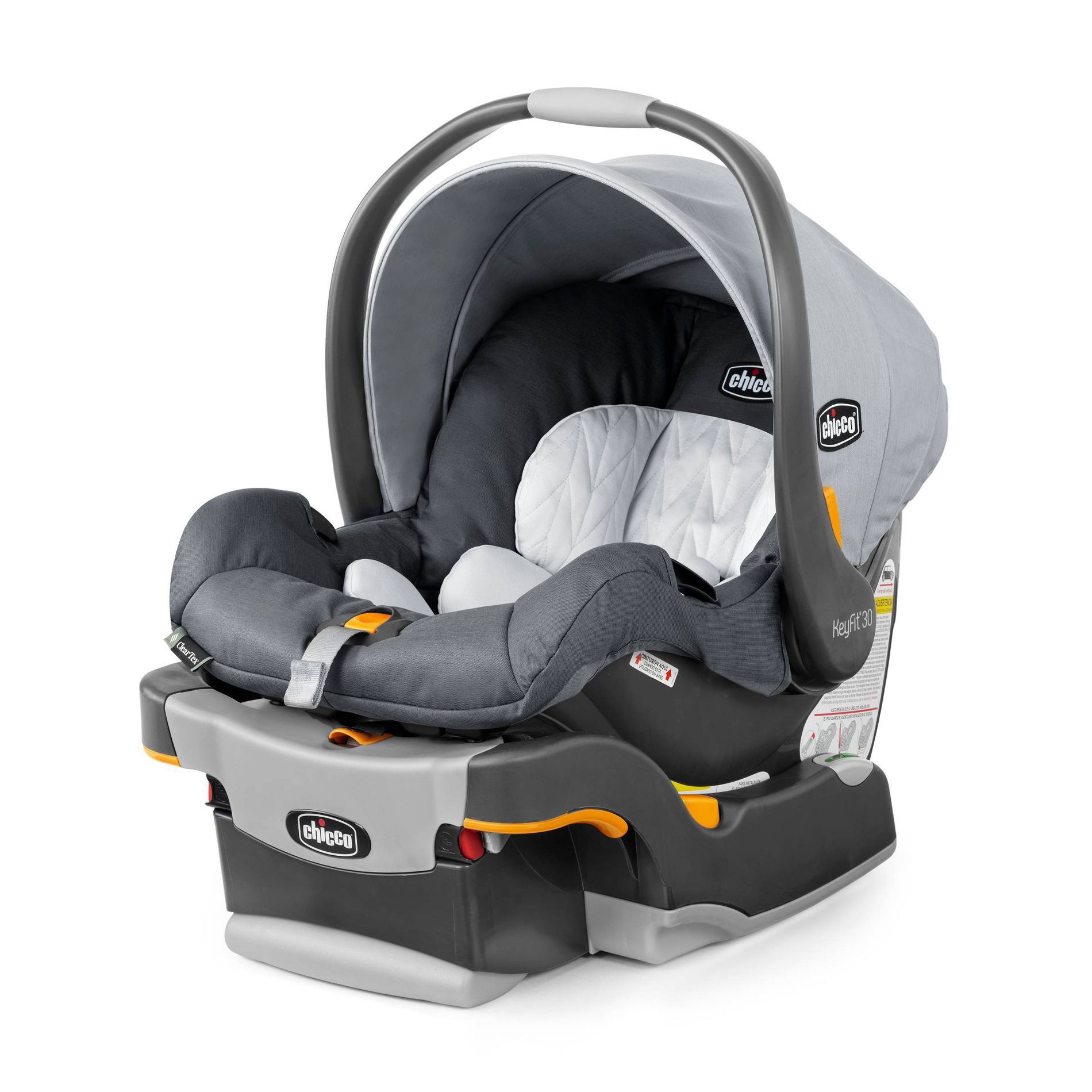 Chicco KeyFit 30 ClearTex Infant Car Seat - Slate: LATCH Compatible, Machine Washable, Rear Facing with Base & Insert