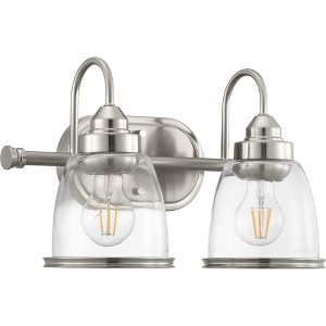 Progress Lighting Saluda 2-Light Bath Vanity, Brushed Nickel, Clear Glass Shades - 1 of 2