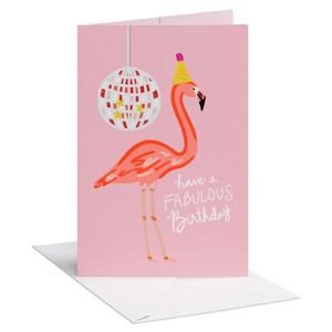 Carlton Cards Conventional Birthday Cards Flamingo with Disco - 1 of 3