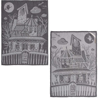 Haunted Hollow Set of 2 Kitchen Towels Happy Haunting Halloween Spooky  Gothic