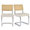 Set of 2 Kylie 20.5" Wider Flannel Upholstered Tufted Seat With Metal Chrome Legs and Woven Rattan Backrest Dining Chairs - Maison Boucle - 3 of 4