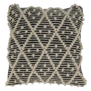 18"x18" Woven with Diamonds Design Knitted Square Throw Pillow Cover Black/White - Saro Lifestyle