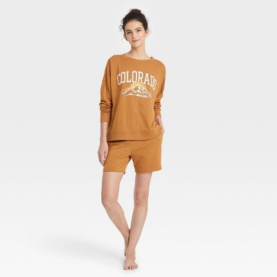 Women's Colorado French Terry Lounge Sweatshirt - Colsie™ Tan XS