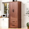 71" Farmhouse Pantry Cabinet with 2 Drawers & 8 Door Shelves - Embossed Texture Freestanding Storage for Kitchen, Dining & Living Room - 2 of 4