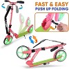 Hurtle Push Scooter for Kids with Adjustable T-Bar Handlebar and Anti-Slip Deck (Pink/Green) - 3 of 4