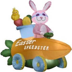 Gemmy Airblown Inflatable Easter Bunny Speedster, 3 ft Tall, Pink - 1 of 3
