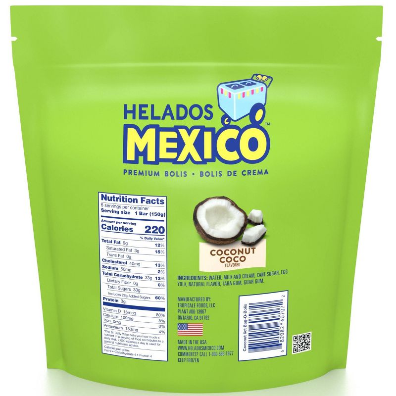 Helados Mexico Frozen Coconut Coco Bolis Con Crema - 30oz/6ct, 2 of 4