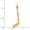 Black Bow Jewelry 14k Yellow Gold Satin and Diamond Cut Hockey Stick Pendant - 4 of 4