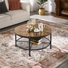 Yaheetech Round Coffee Table with Iron Mesh Storage Shelf for Living Room, Rustic Brown - 4 of 4