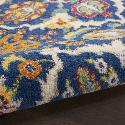 Navy Multicolor Floral Boho 8' x 10' Synthetic Area Rug