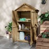 Outsunny Outdoor Storage Cabinet with Asphalt Roof, Wooden Garden Shed with Lockable Doors and Shelves, Wood Tool Shed for Backyard, Patio, Natural - 2 of 4