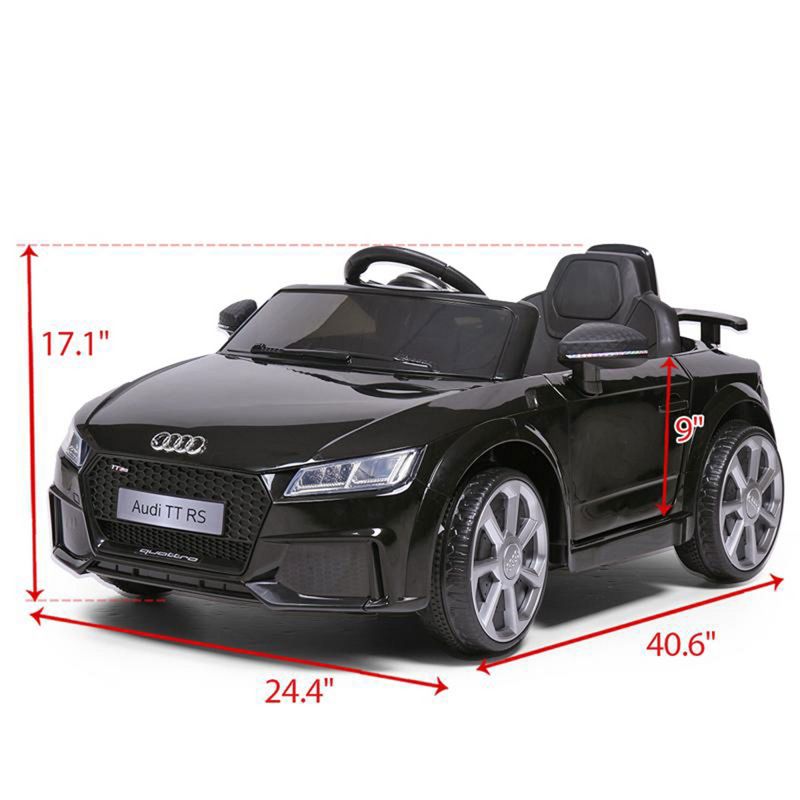 TOBBI 12V Kids Electric Battery Powered Ride On Audi TT RS Toy Car with Built In MP3 Player, Realistic Horn, and Remote Control, Black, 4 of 7